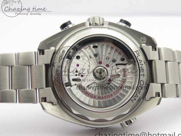 0103 Planet Ocean Master Chrono SS OM 1:1 Best Edition Black Dial On SS Bracelet A9900 V Fashionable 8113